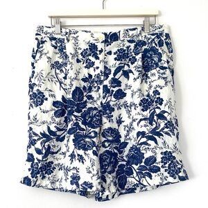 Lauren Ralph Lauren Navy Blue Floral Women's Bermuda Shorts Sz 16 Preppy Coastal